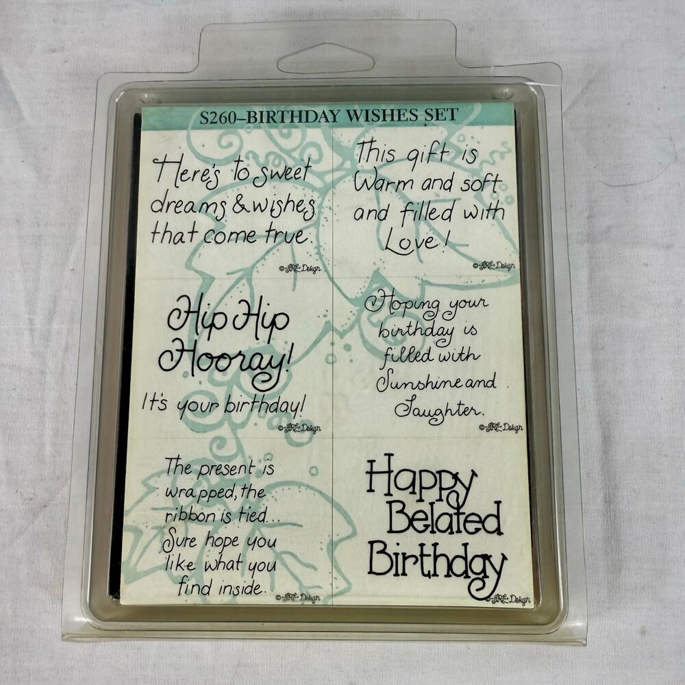 D.O.T.S. Rubber Stamp Set S260 Birthday Wishes 6 Foam Stamps Card Making Crafts